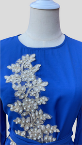 Farha Embellished Dress in Cobalt Blue