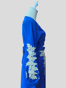 Farha Embellished Dress in Cobalt Blue