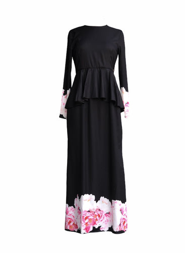 Rosa Peplum Dress in Black
