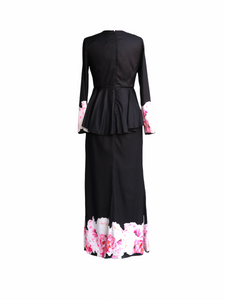 Rosa Peplum Dress in Black