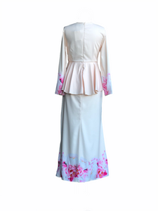 Rosa Peplum Dress in Cream
