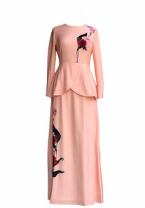 Heliza Peplum Dress in Apricot