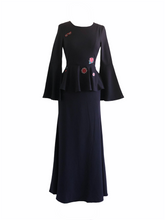 Load image into Gallery viewer, Uqasha Peplum Dress in Navy Blue