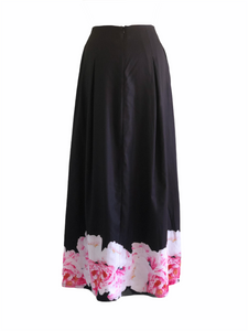 Rosa Skirt in Black with Pink Floral Motif