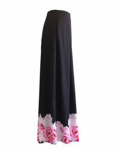 Rosa Skirt in Black with Pink Floral Motif