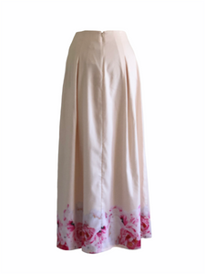 Rosa Skirt in Cream with Pink Floral Motif
