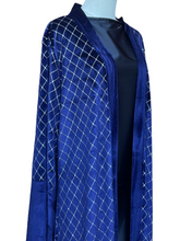 Load image into Gallery viewer, Jawhara Diamontee Velvet Open Abaya in Royal Blue